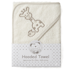 BW-120-022G: Baby Hooded Towel - Giraffe- Grey